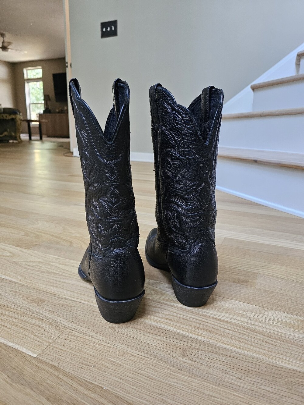 Ariat Ladies Western Heritage Black R Toe Wild West Cowboy Boots Deertan Leather - Picture 7 of 10